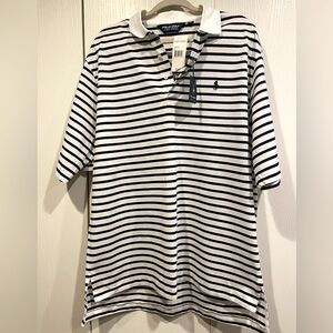 POLO GOLF by Ralph Lauren Blue & White Stripes, Size L (SEE Measurements)